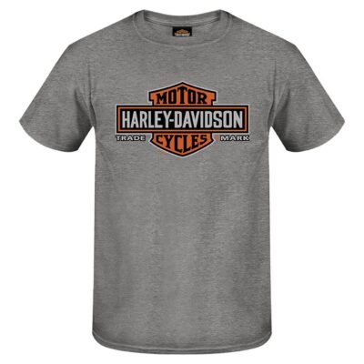 Harley-Davidson® Long Bar & Shield Logo Wild Horse Short Sleeve T-Shirt, Gray - Superstition Harley-Davidson