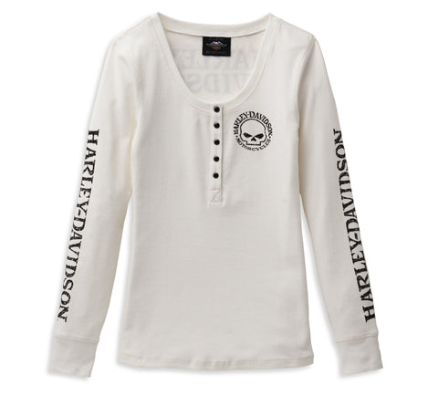Harley-Davidson® Women's Willie G™ Snap Front Long Sleeve Henley, 99100-22VW