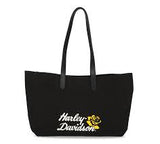 Harley-Davidson® Women's H-D Rose Summer Canvas Tote Bag w/ Leather Straps, Black