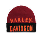 Harley-Davidson® Men's Staple Cuffed Beanie Hat - Red & Black 97687-23VM