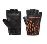 Harley-Davidson® Women's Ignite Fingerless Leather Gloves - Black & Orange, 98208-24VW