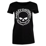 Harley-Davidson® Willie G Skull  Flaming Heart Emblem Short Sleeve Tee, Black