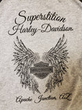 Harley-Davidson® Women's Bar & Shield Jersey 3/4 Long Sleeve Shirt, Black/Gray - Superstition Harley-Davidson