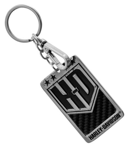 Harley-Davidson® 2-Sided Americana Carbon Fiber Metal Key Chain - Silver Finish 4540 - Superstition Harley-Davidson
