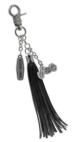 Harley-Davidson® Bar & Shield Tassel with Motorcycle Charms Key Chain - Black 4541 - Superstition Harley-Davidson
