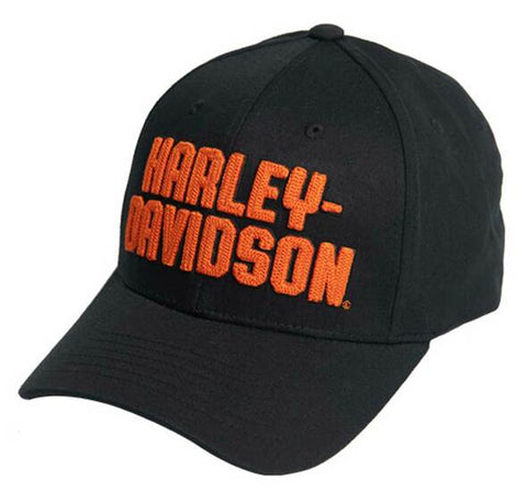 Harley-Davidson® Chain Stitch Stretch Fit Cap, Black - Superstition Harley-Davidson