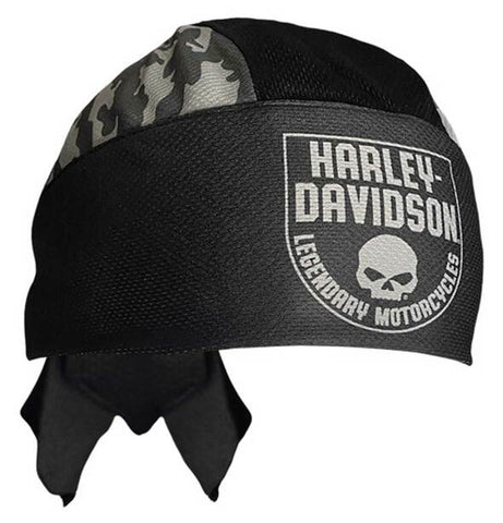 Harley-Davidson® Men's Camo Willie G Skull Polyester One Size Headwrap - Black - Superstition Harley-Davidson