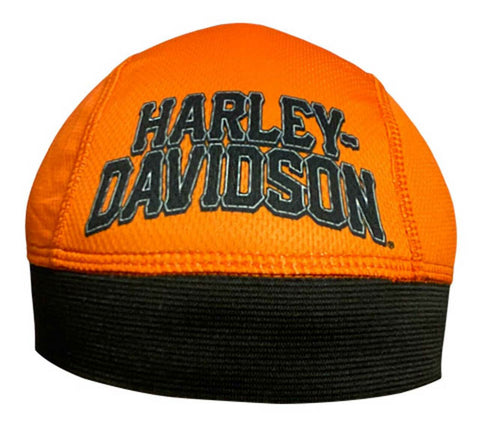 Harley-Davidson® Men's Click H-D Text Polyester Skull Cap - Orange & Black - Superstition Harley-Davidson