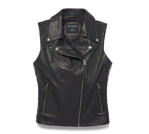 Harley-Davidson® Women's Small Electric Leather Vest, 97040-22VW - Superstition Harley-Davidson