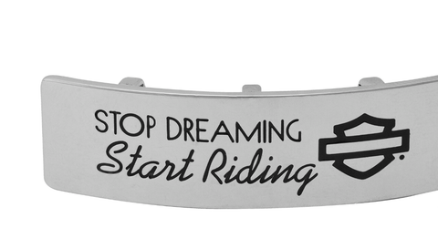 Harley-Davidson® Women's Stainless Steel Stop Dreaming Rally Plate, Silver - HSP0099 - Superstition Harley-Davidson