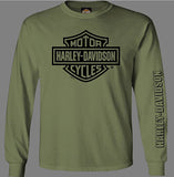 Harley-Davidson® Men's Bar & Shield Wild Horse Long Sleeve Tee, Military Green - Superstition Harley-Davidson