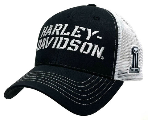 Harley-Davidson® Men's Dark Grit H-D Snapback Colorblocked Mesh Trucker Hat - Superstition Harley-Davidson
