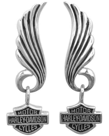 Harley-Davidson® Women's Little Wing Bar & Shield Post Dangle Earrings HDE0270 - Superstition Harley-Davidson