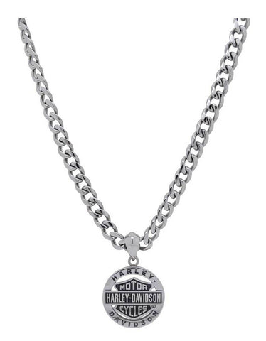 Harley-Davidson® Men's Stainless Steel Bar & Shield Circle Necklace HSN0041-22 - Superstition Harley-Davidson