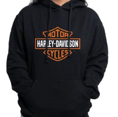 Harley-Davidson® Women's Bar & Shield Flaming Heart Pull-Over Hoodie, Black - Superstition Harley-Davidson