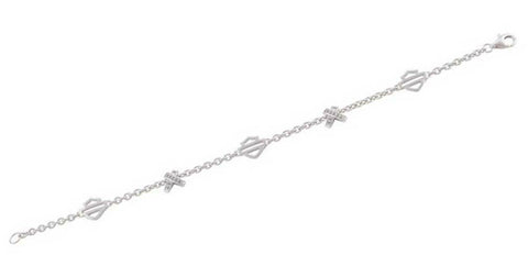 Harley-Davidson® Women's Criss Cross Crystal Bar & Shield Sterling Silver Bracelet - Superstition Harley-Davidson