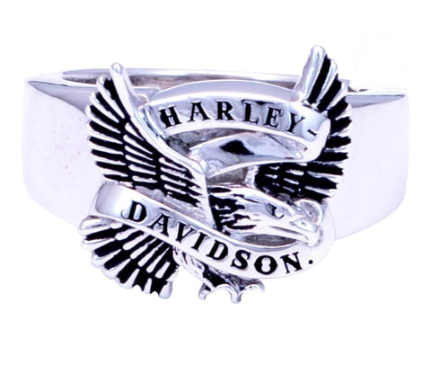 Harley-Davidson® Men's Flying Eagle Banner Silver Ring HDR0392 - Superstition Harley-Davidson