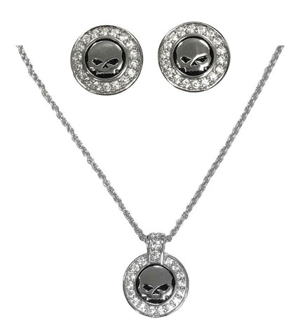 Harley-Davidson® Women's Crystal Willie G Necklace & Earrings Gift Set - Superstition Harley-Davidson