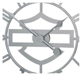 Harley-Davidson® Silhouette Bar & Shield Open Face Metal Wall Clock - Silver - Superstition Harley-Davidson