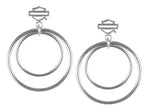 Harley-Davidson® Women's Small Double Circle Bar & Shield Post Steel Earrings, Gold or Silver - Superstition Harley-Davidson