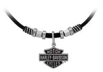 Harley-Davidson® Men's Nut & Coil B&S Pendent Leather Necklace, HSN0071 - Superstition Harley-Davidson