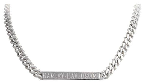 Harley-Davidson® Women's H-D Script Bar Curb Link Necklace - Stainless Steel - Superstition Harley-Davidson