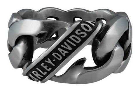 Harley-Davidson® Men's Banner Curb Chain Link Steel Band Stainless Steel Ring HSR0084 - Superstition Harley-Davidson