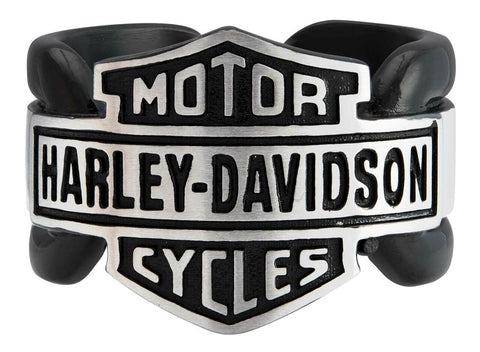 Harley-Davidson® Men's Vintage Bar & Shield Striped Ring, Black Stainless Steel HSR0101 - Superstition Harley-Davidson