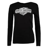 Harley-Davidson® Elongated Bar & Shield Flaming Heart Long Sleeve Shirt, Black - Superstition Harley-Davidson